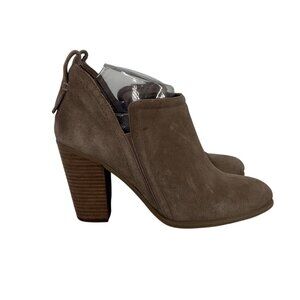 Vince Camuto Francia Suede Bootie Taupe Stacked Block Heel 8.5  Ankle Boots